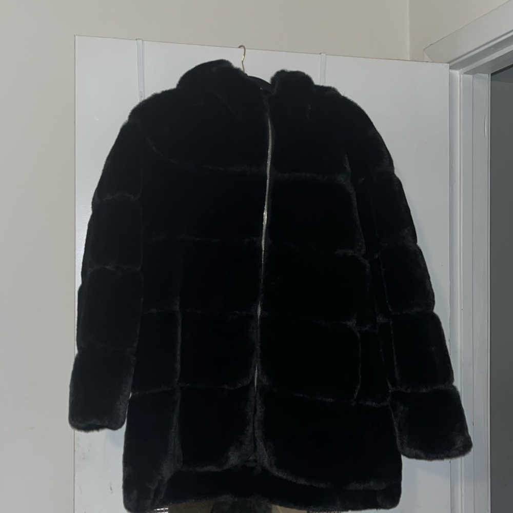 Black faux fur Michael Kors coat never worn